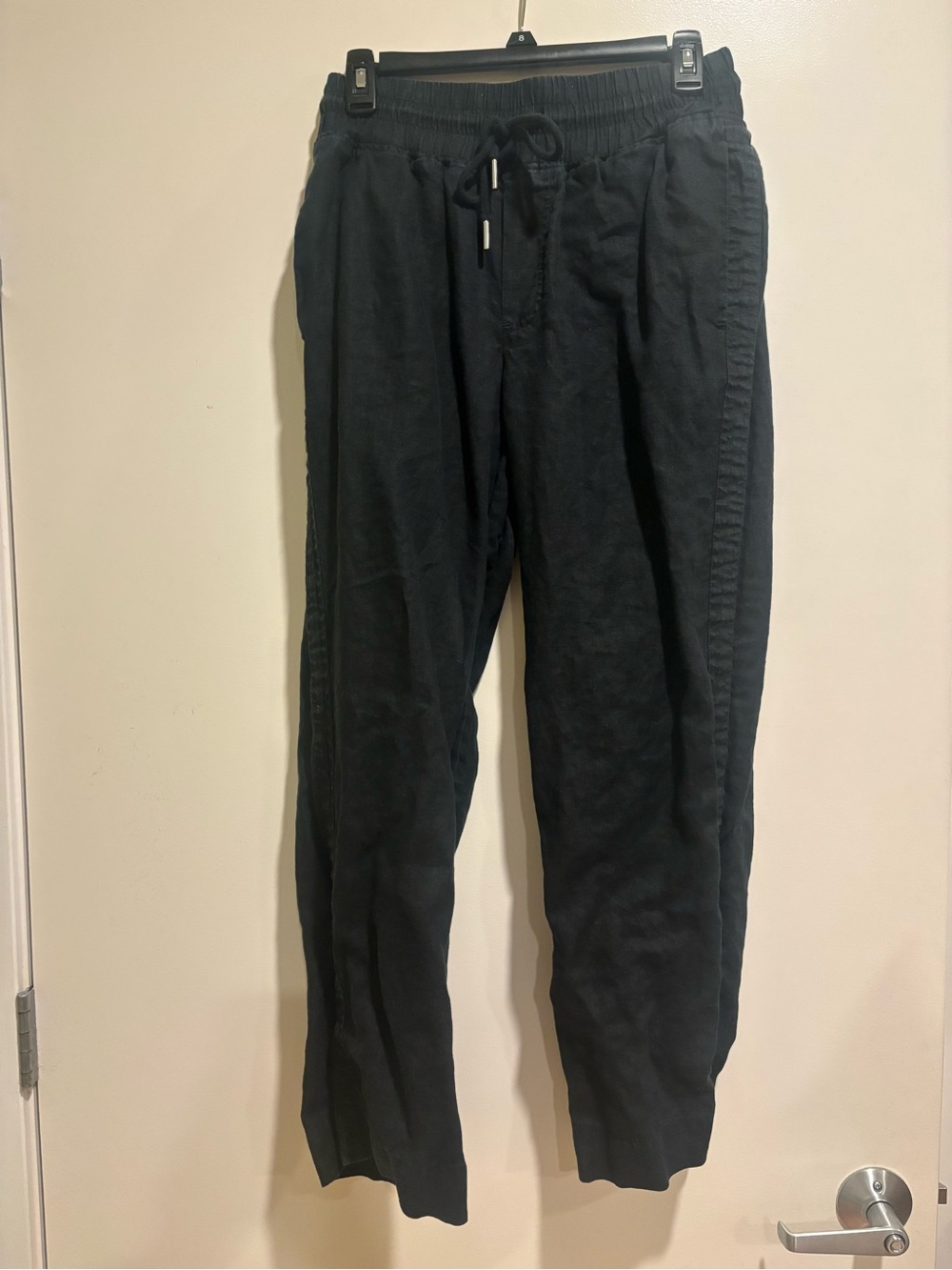 Quince 100% European Linen Wide Leg Pants, black, 28” inseam, S